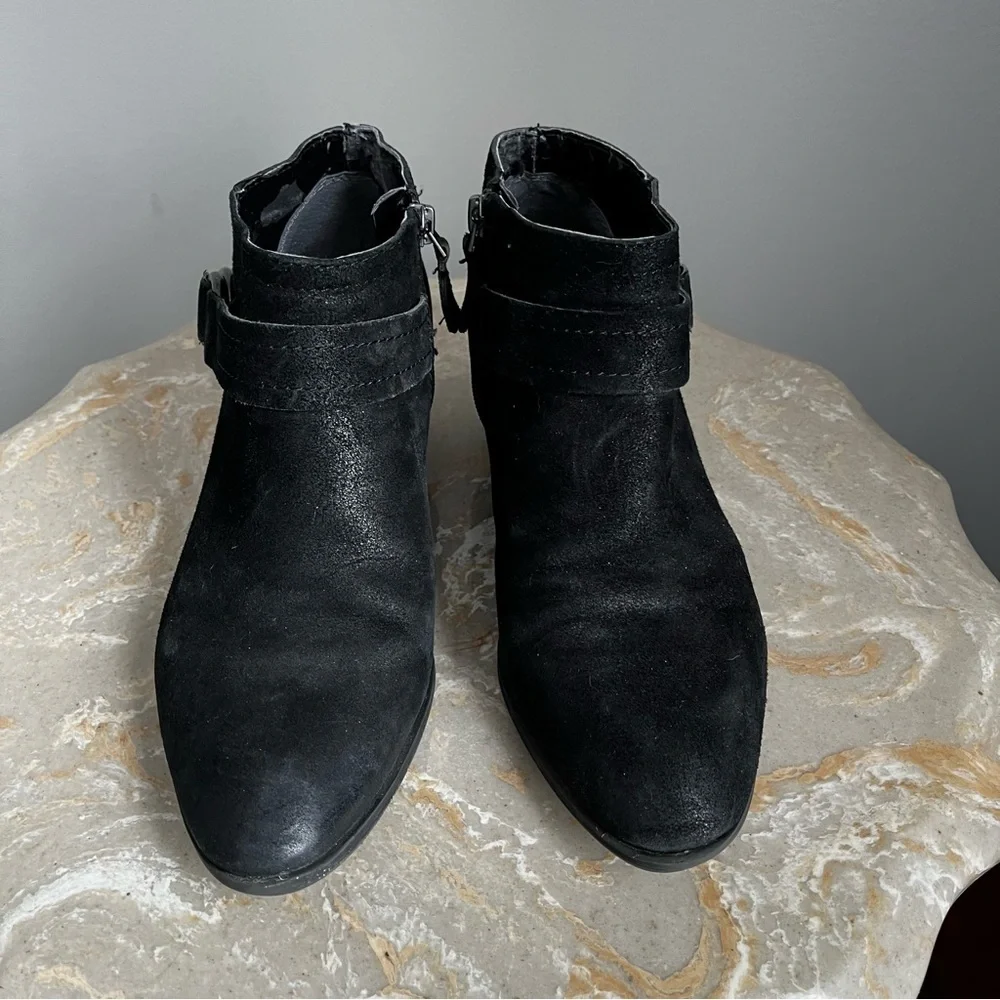Franco Sarto Women’s 8 Gabriella Black Ankle Booties Boots Buckle